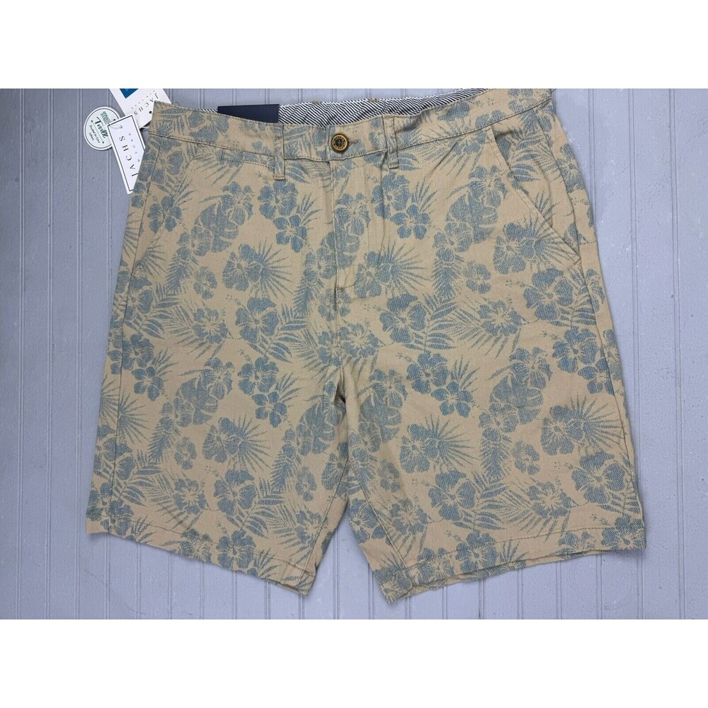 Jachs Size 32 Mens Chino Printed Shorts Khaki 9" Inseam